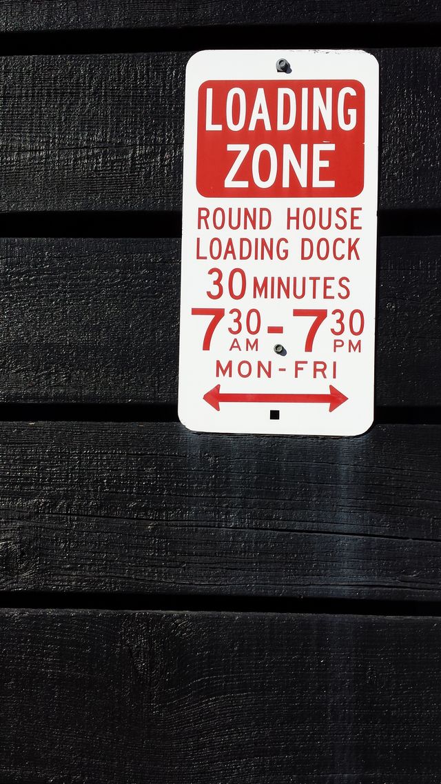 Loading zone signage . Image acquired in New South Wales, Australia 
