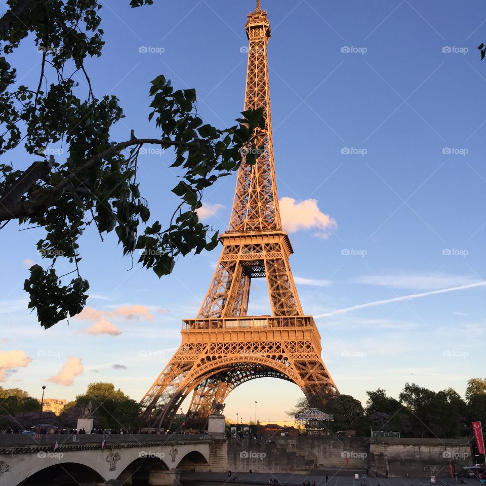 Eiffel tower. Paris by sunset