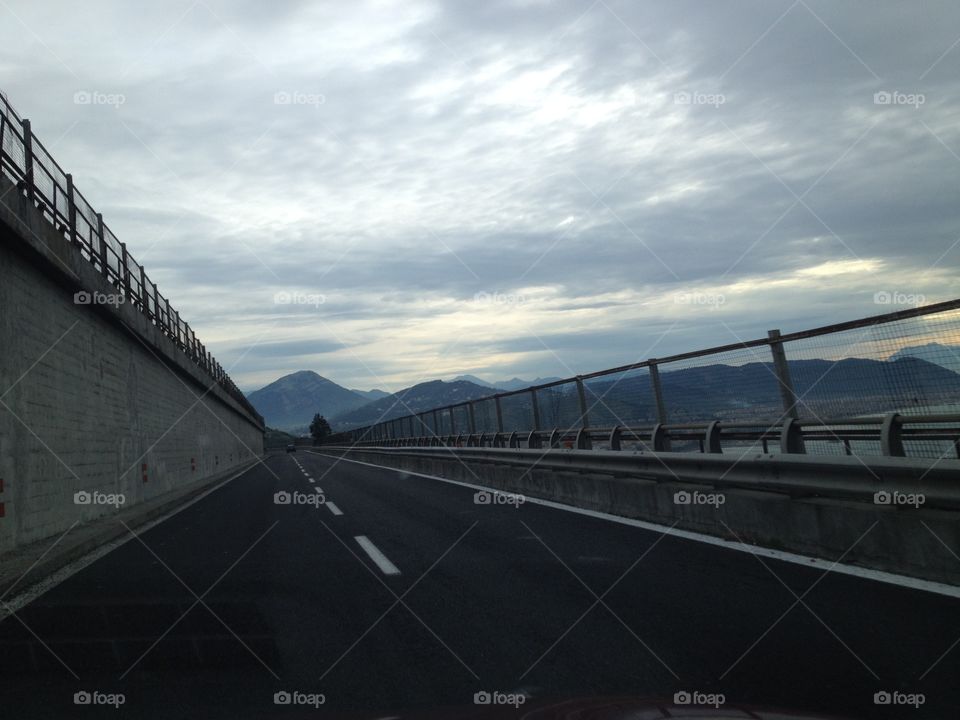 Right Lines of Mountin Highway. It's so rare to find right traits on the highway over Amalfitan Coast - the way to Salerno is reach on fantastic views 
