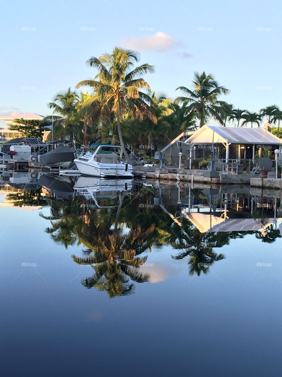 Boat moored on lake