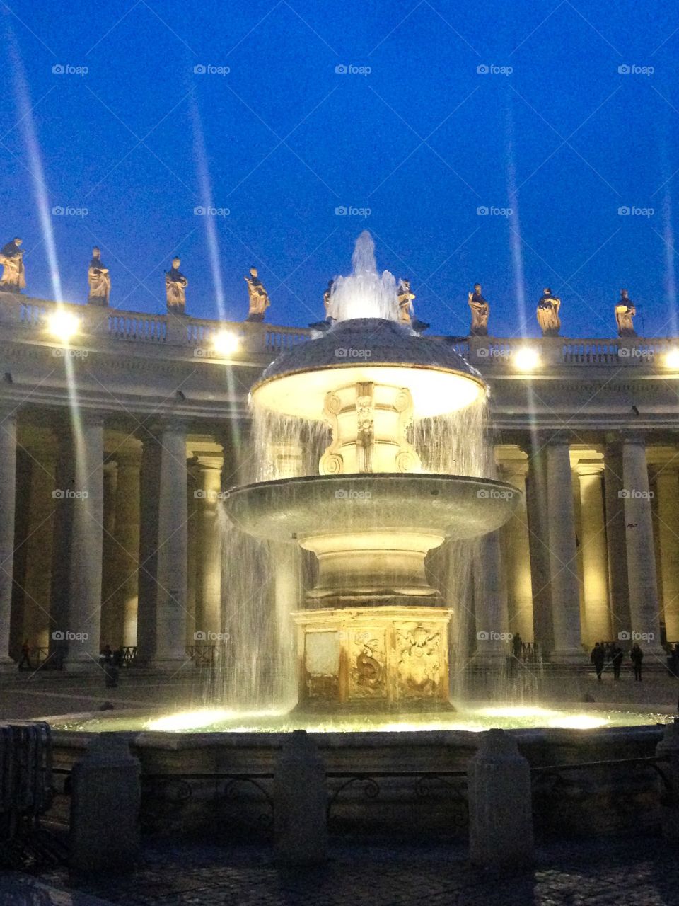 Vatican. The Bernini fountains in the evening. 