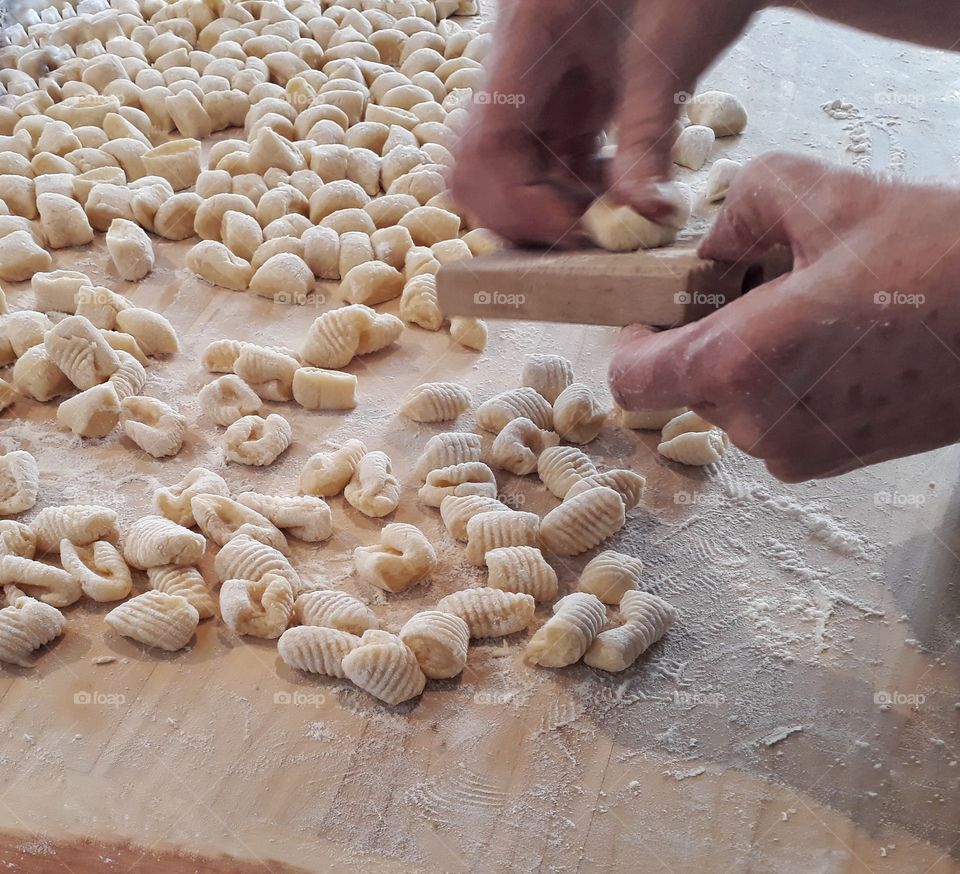 making homemade traditional pasta. Sardinia Italy