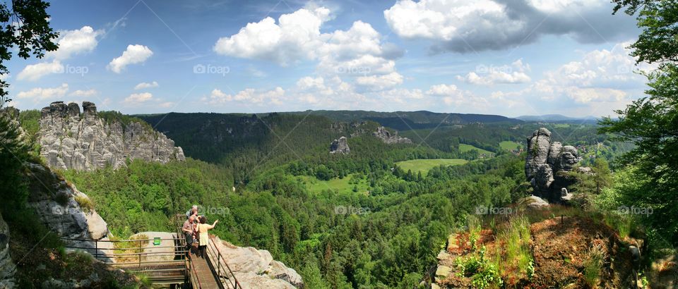 rocks everywhere. panoramic view from the elbsandsteingebirge