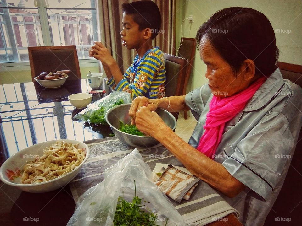 Grandmother, granny, work