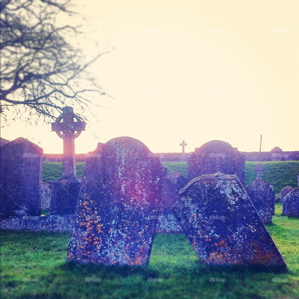ireland sunset church graveyard by RobDunneIt