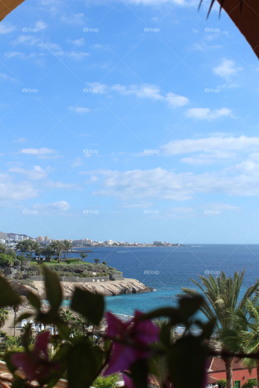 Point of view overlooking the coast of Tenerife, Spain.