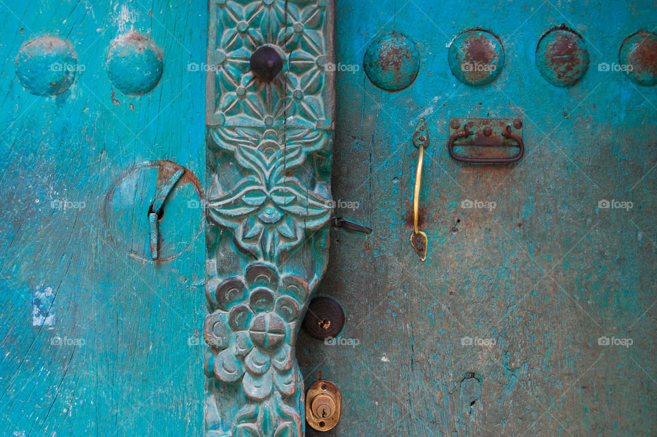 Old worn door in Stonetown on Zanzibar.