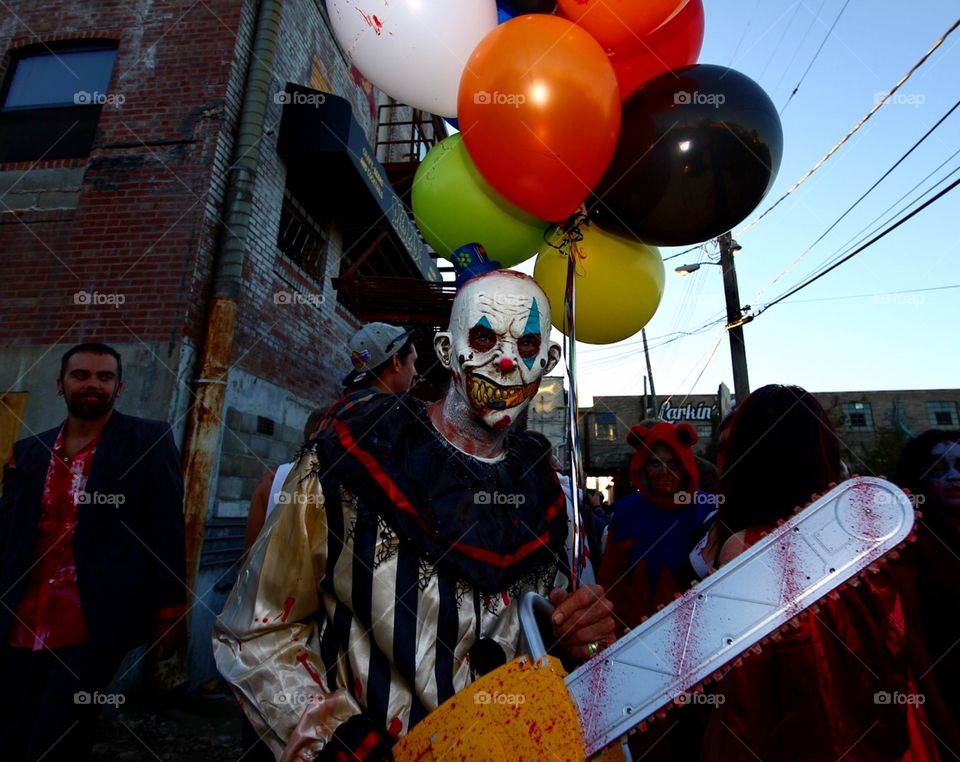 The creepiest clown on the zombie walk in Benson, NE.  