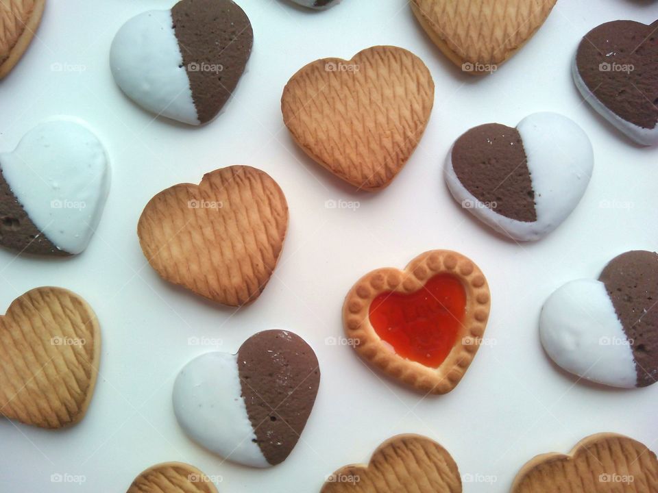 Cookies hearts on a white 
background