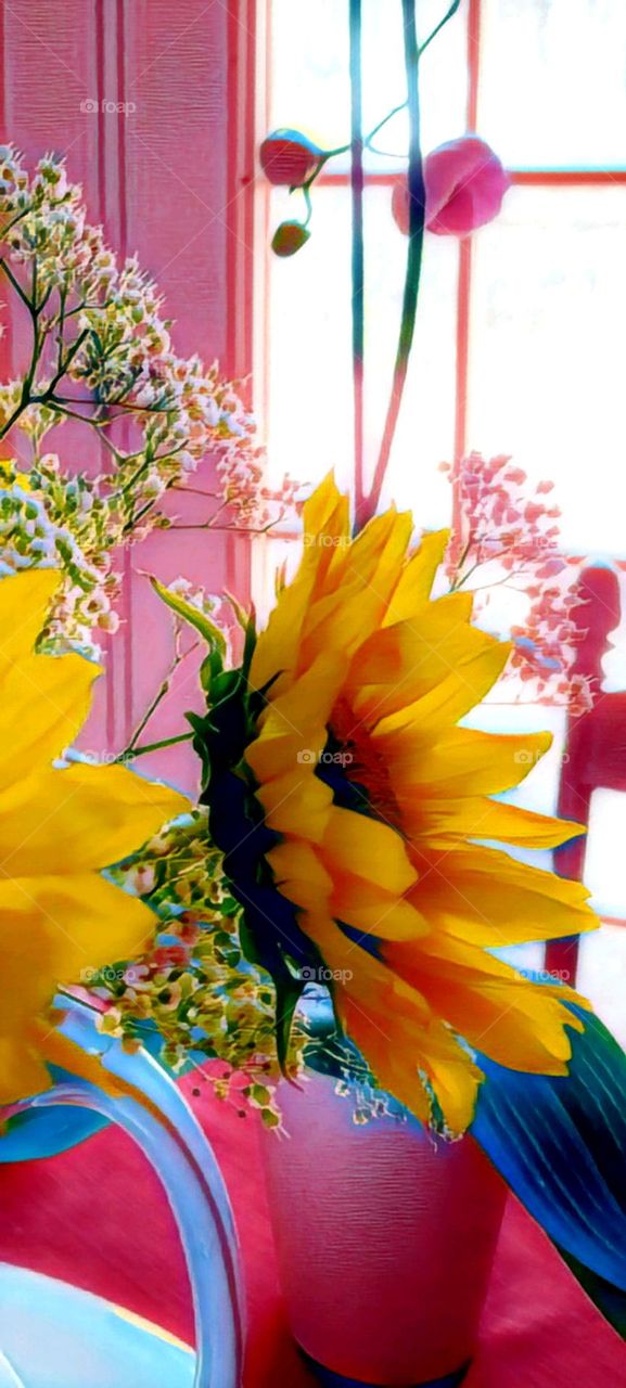 sunflowers and orchids