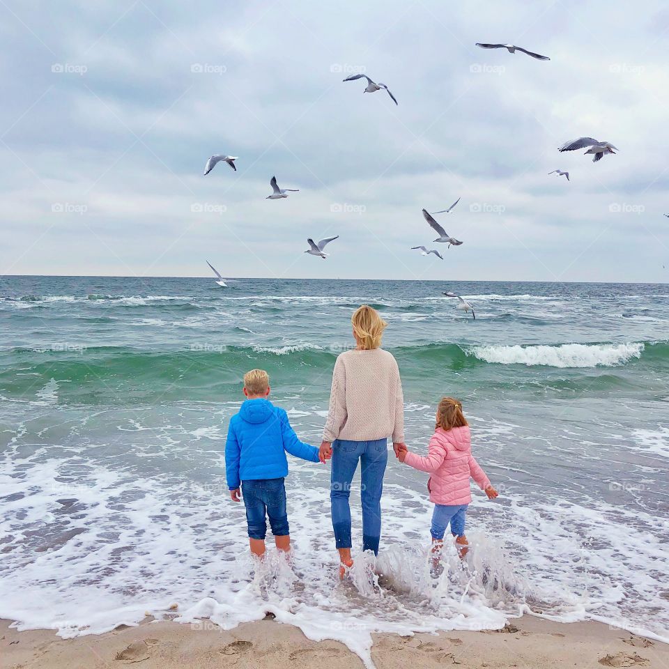 Family in the beach 