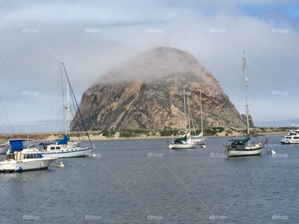 Morro Rock and sailboats