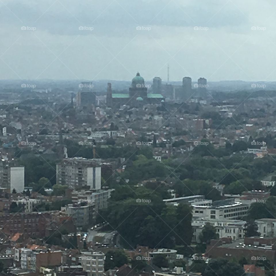 Looking out over Brussels city center 