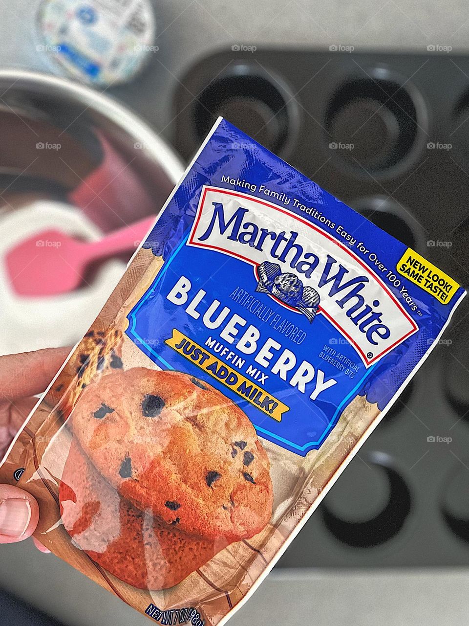 Making Blueberry Muffins at home, baking in the kitchen, making muffins from a mix, baking with toddlers, baking with muffin mix