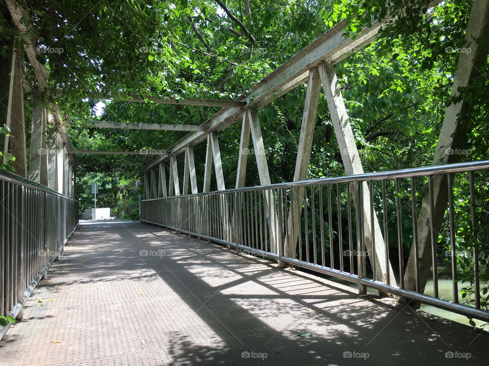 Bridge in the park with nature background 