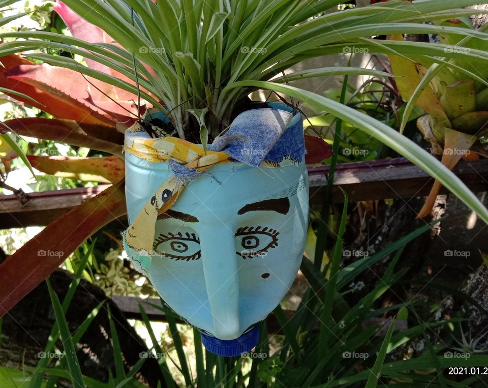 Milk carton planter with spider plant