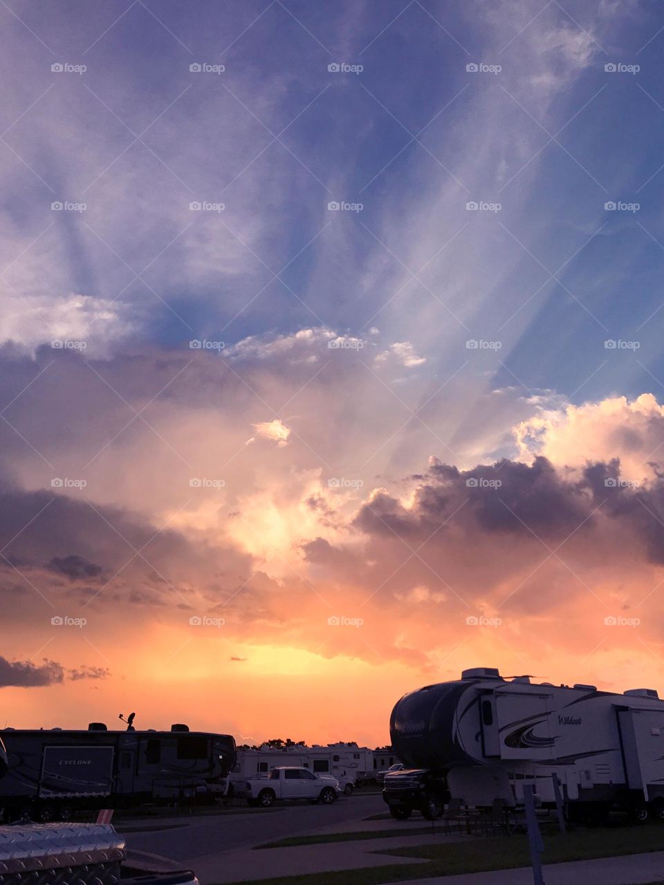 Beautiful clouds in the sky with the sun coming through