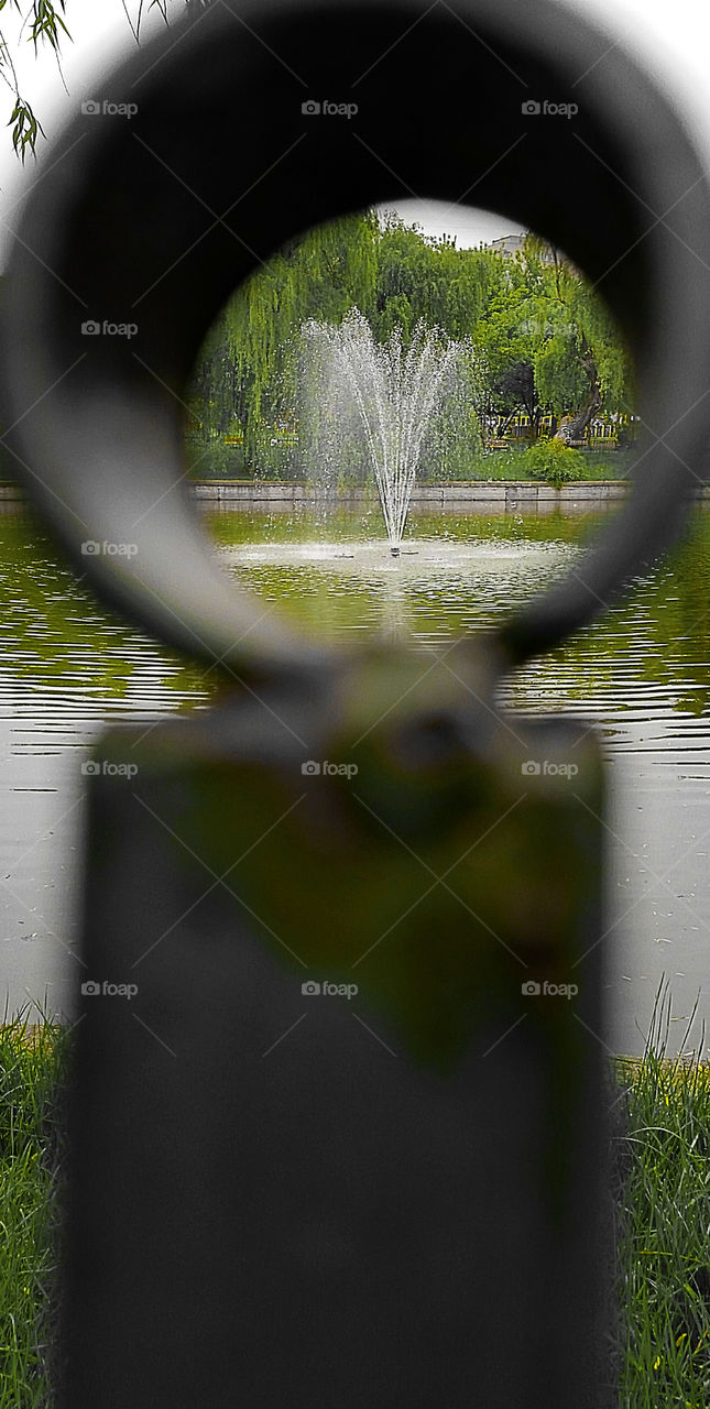 Fountain on a lake