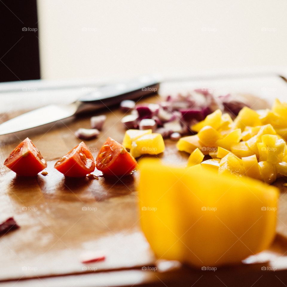 vegetables on a chopping board