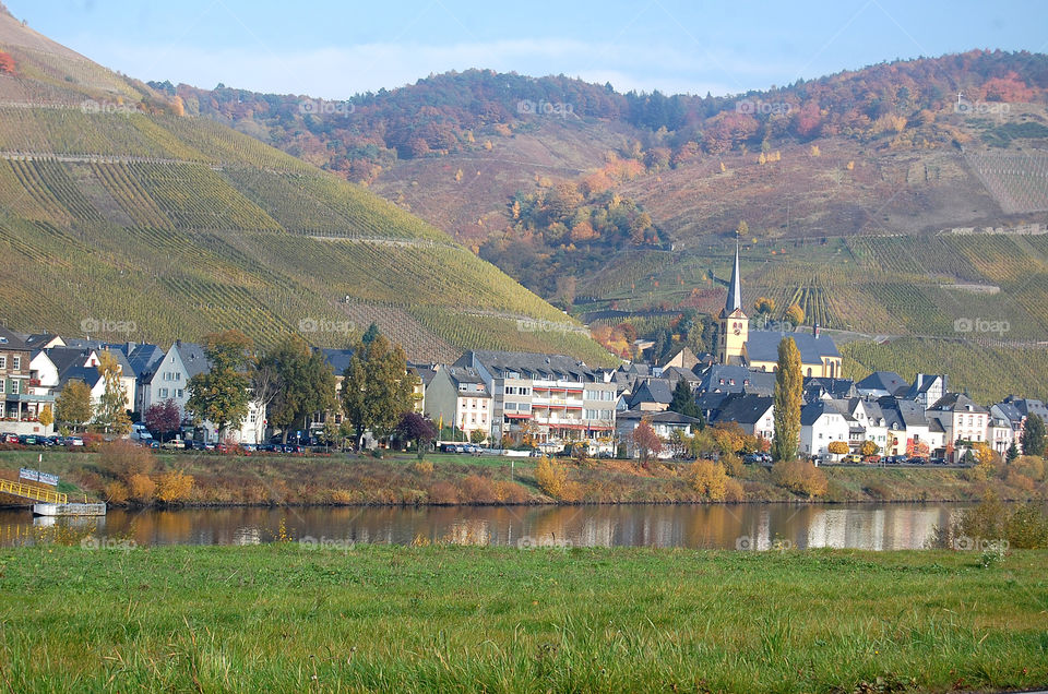 Fall on the Mosel River in Germany. 