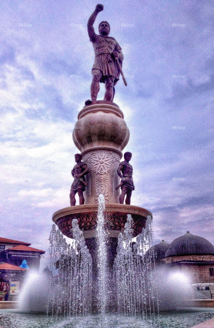 Water fountain with statues