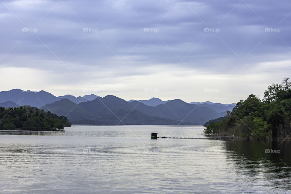 The beauty of the sky and the water at Kaeng Krachan Dam ,Phetchaburi in Thailand.