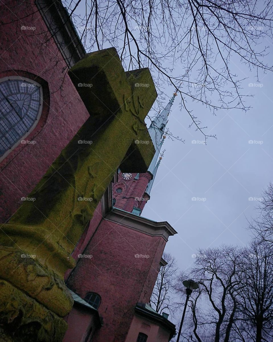 Swedish Stockholm, Normalmn, Church, Sky, Cross, Grave