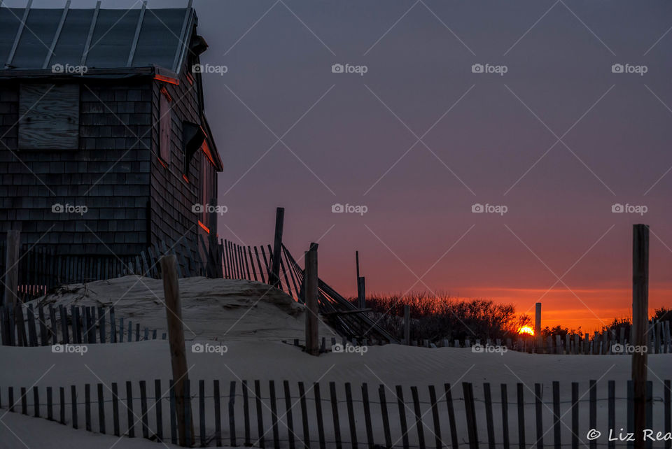 Judges shack at sunset