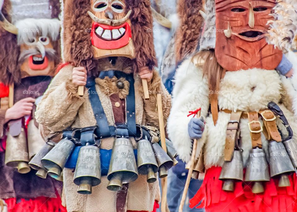 Crowd Kukeri Festival in Bulgaria