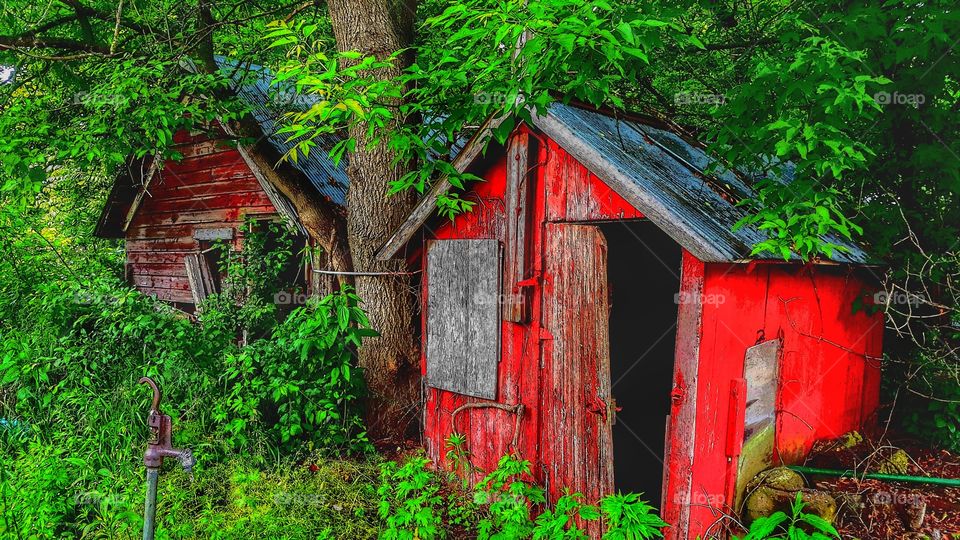 Lonely out buildings red