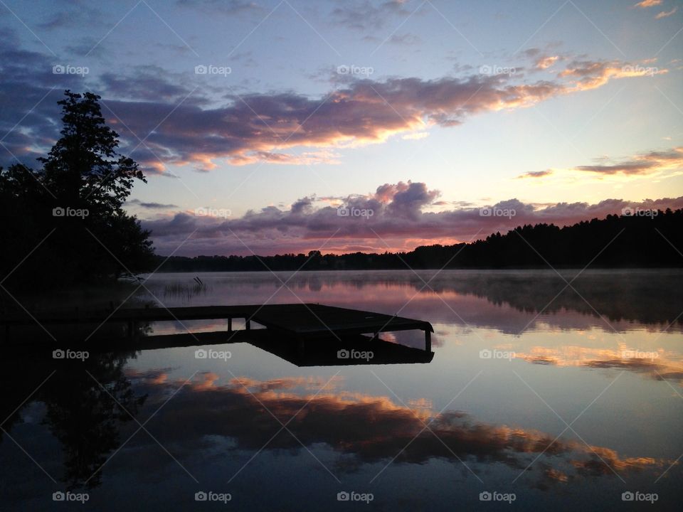 Beautiful sunrise at the lake in Poland 