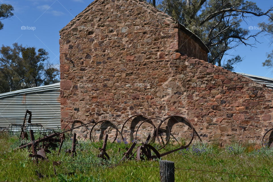 Old stone sheep shearing building 