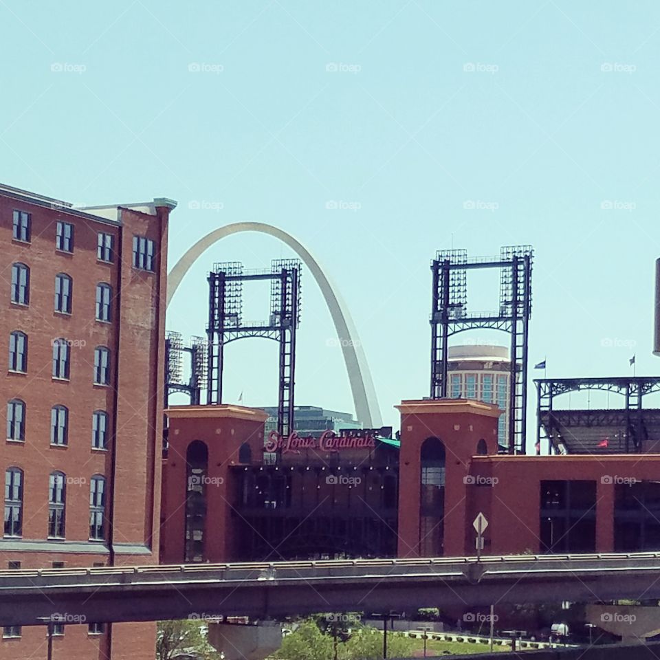 St. Louis Arch and Cardinals Stadium