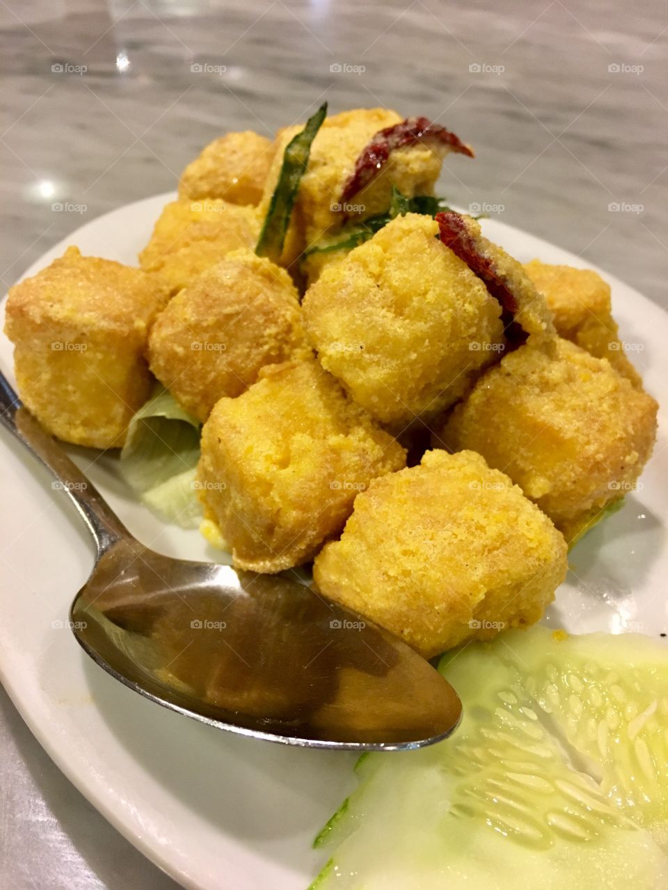 Fried tofu with salted egg 