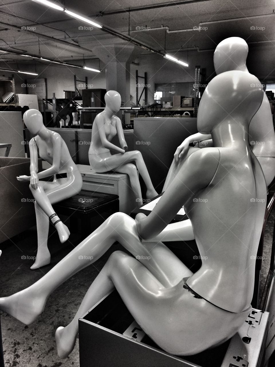 Mannequins in a warehouse, brooklyn