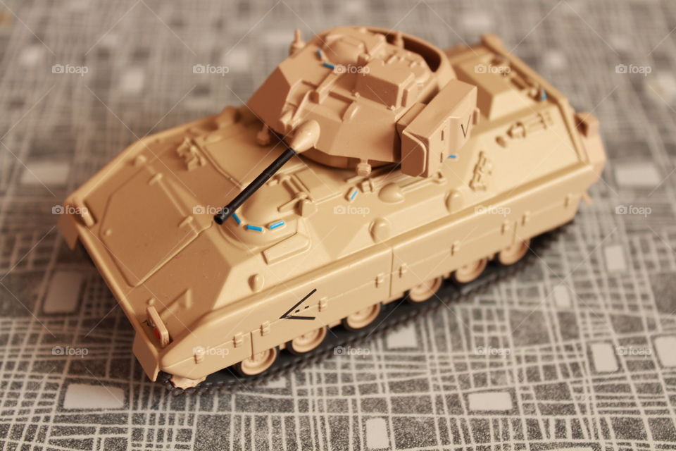 close-up toy tank