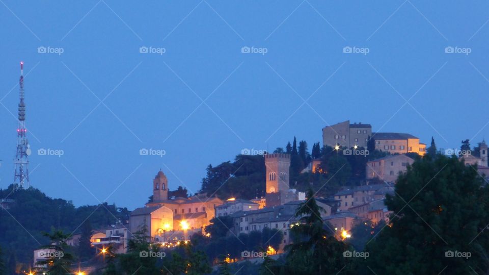 Sunset on the old Village on a hill. Sunset on the old Village on a hill