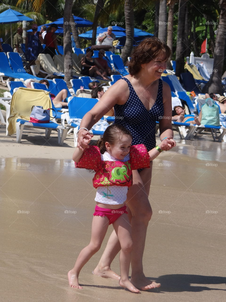 Grandma & Bean. My mom and my daughter, on the beach in Jamaica. 