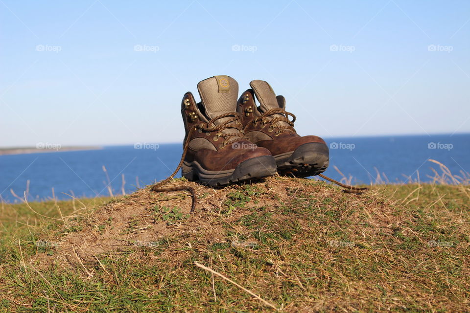 Hiking by the coast.