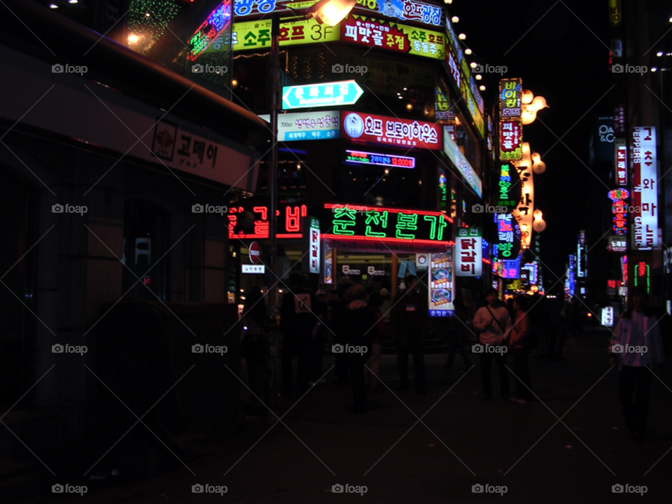 seoul south korea street night lights by ashepperdson