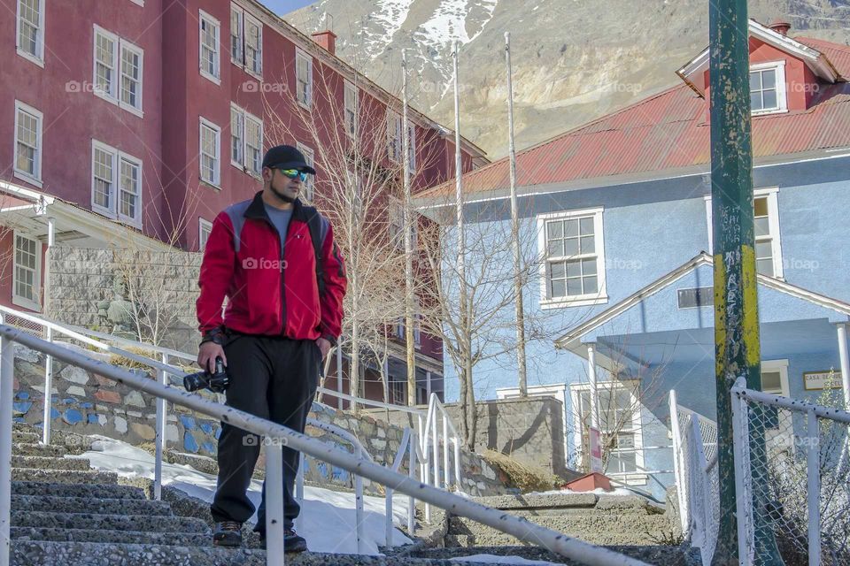 man standing on the scale