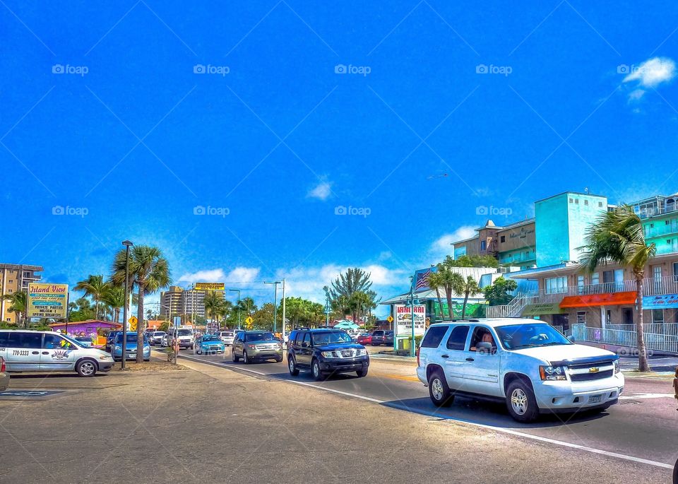 Estero Boulevard on Fort Myers Beach, Florida in HDR 