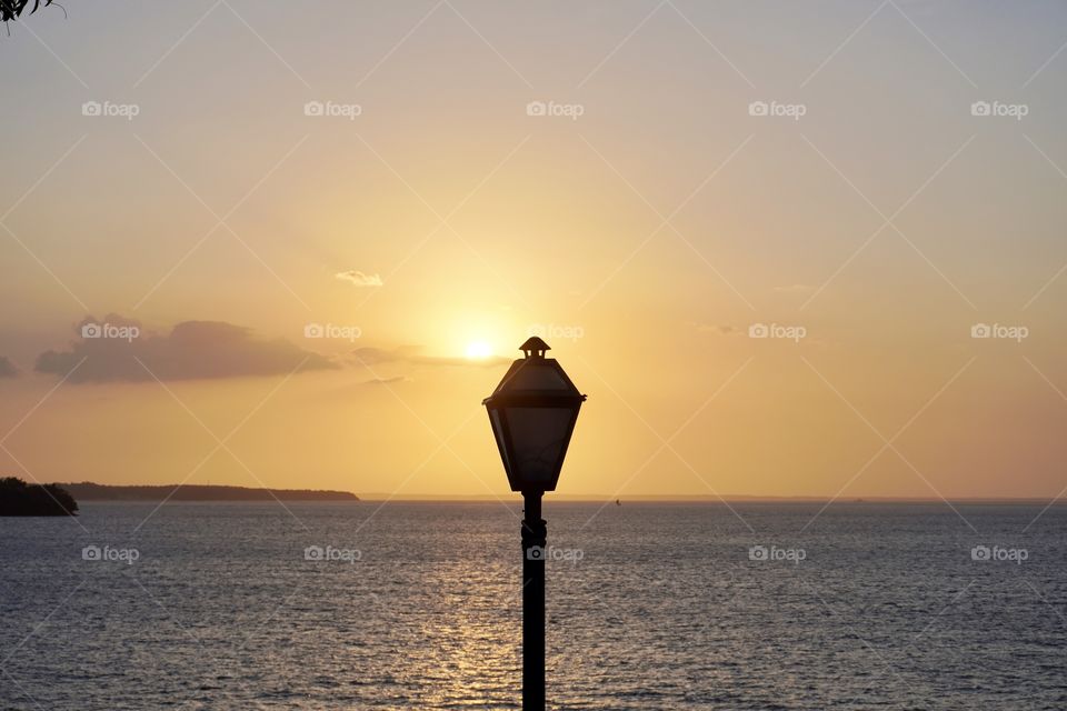 Sunset at São Luís Historic Center with its colonial lighting