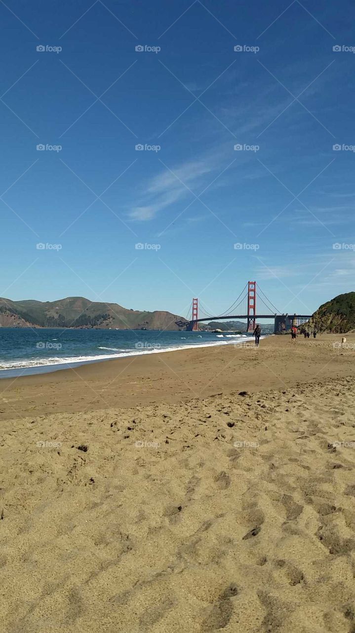 Golden Gate bridge in San Francisco seen from Baker Beach