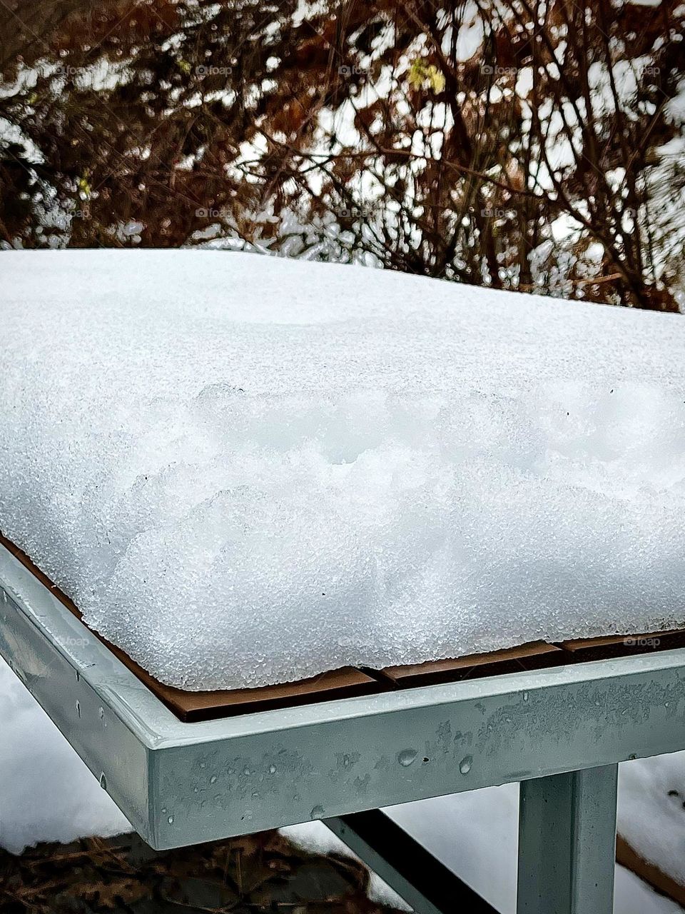 Snow Covered Picnic Table
