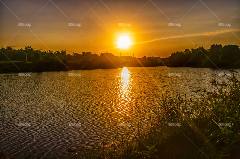 beautiful sunset on the lake