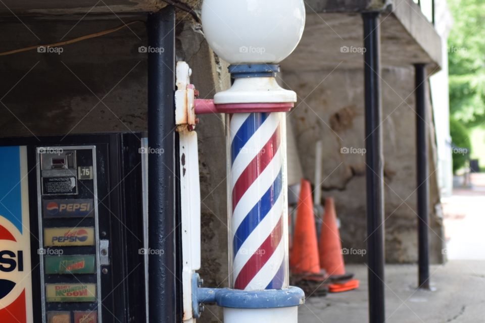 Closeup of a barber pole