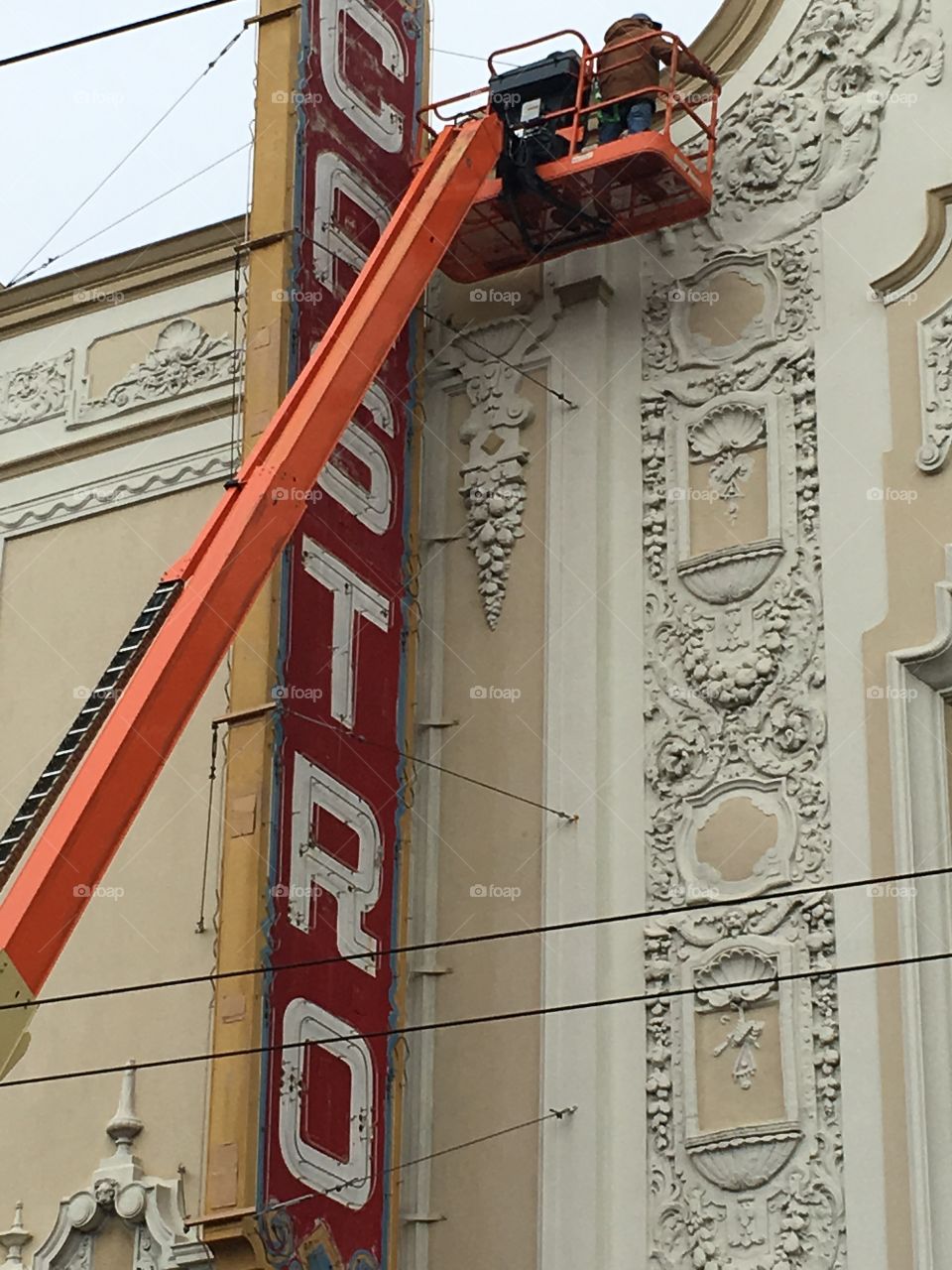 Castro Theatre Lighting Construction Workers