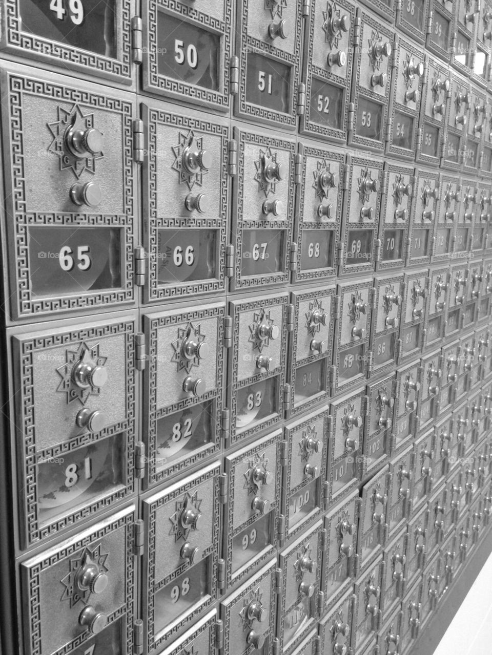 Old black and white mail boxes 