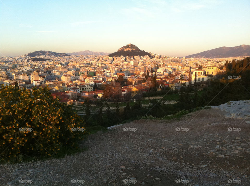 city sunset buildings hill by jeanello